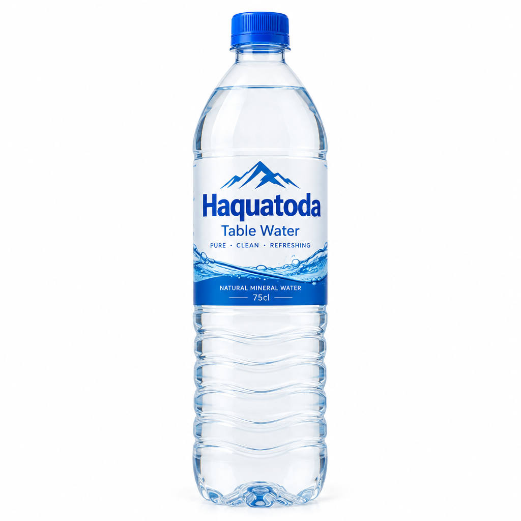 Haquatoda Table Water 75cl bottle on a white studio background